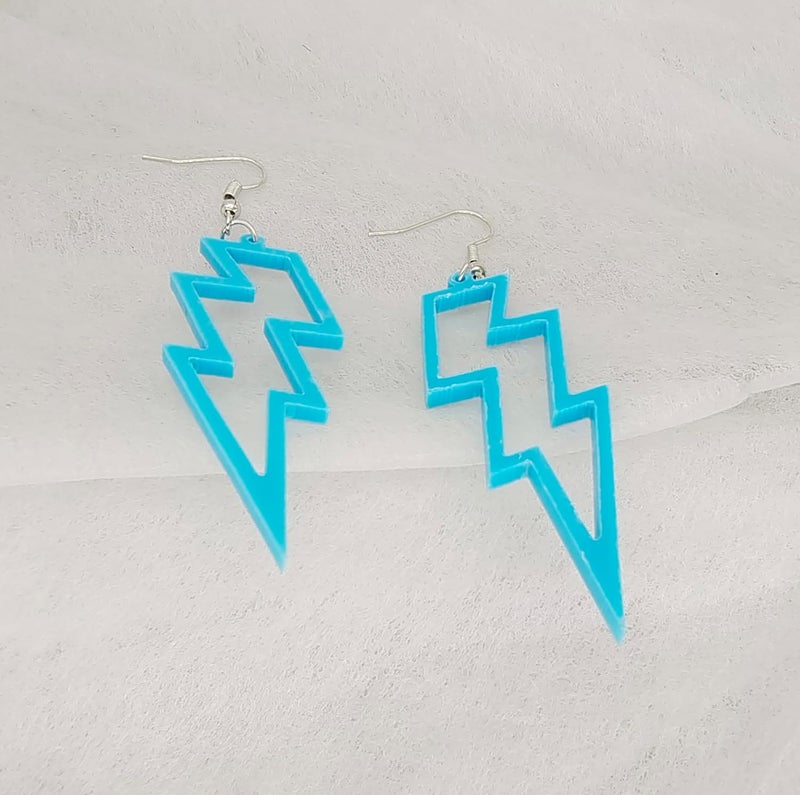 Modpide 80s Neon Earrings Hollow Lightning Bolt Halloween Punk Retro Earrings for Women 80's Party Accessories - Image 5